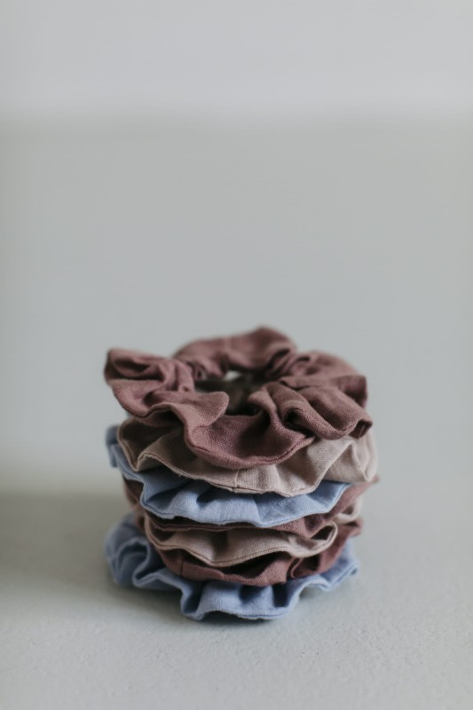 Lniana gumka do włosów SCRUNCHIE/ antyczny róż